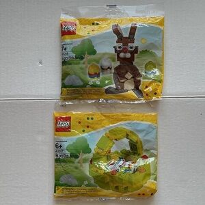 2 Vintage (2011) Lego Easter Sets Bunny and Basket With Eggs 40017, 40018